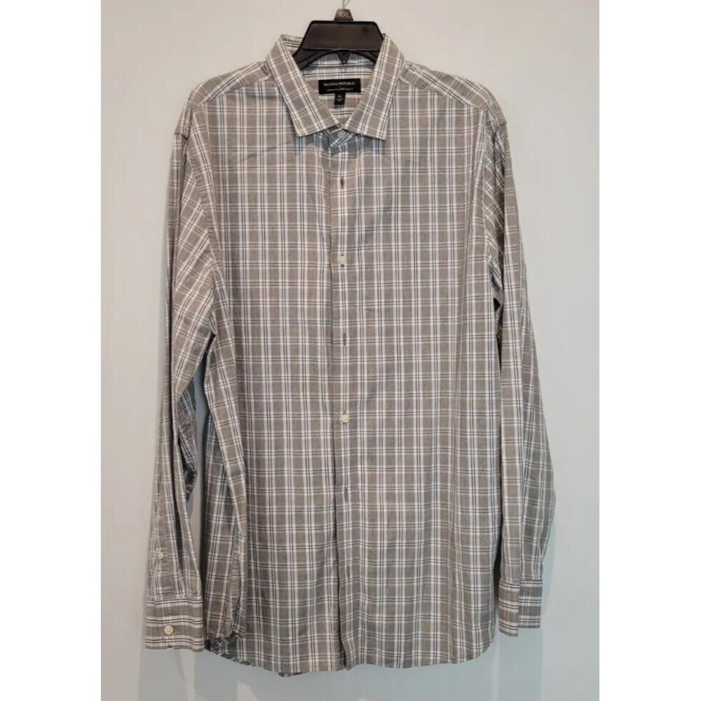 Mens Banana Republic Stretch Tailored Slim Fit Long Sleeve Button Up Shirt XL